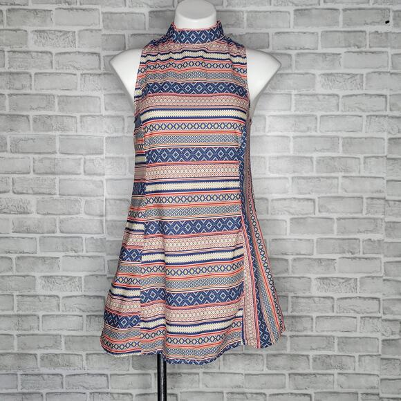 Vintage Handmade Mod Striped Mini Dress - Picture 1 of 3